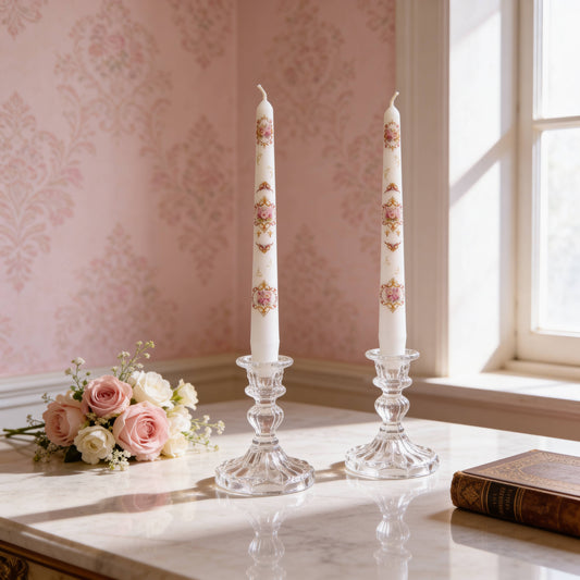 Vintage Inspired Rose Taper Candles for Decor and Gifts