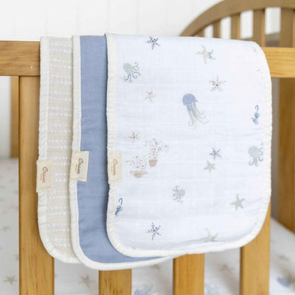 Crane Baby - Cove 3-pc. Baby Burp Cloth Set (Ocean)
