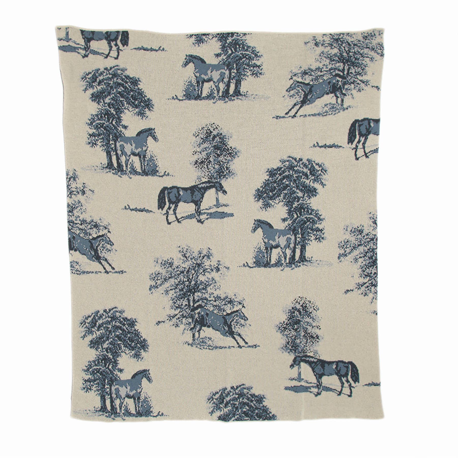 Equestrian Toile Throw Blanket - Thumbnail 2