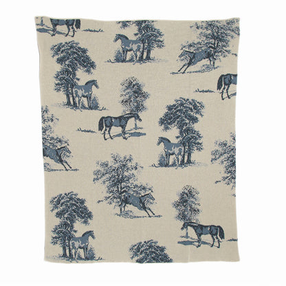 Equestrian Toile Throw Blanket