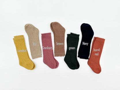 French Lace Knee High Baby Socks
