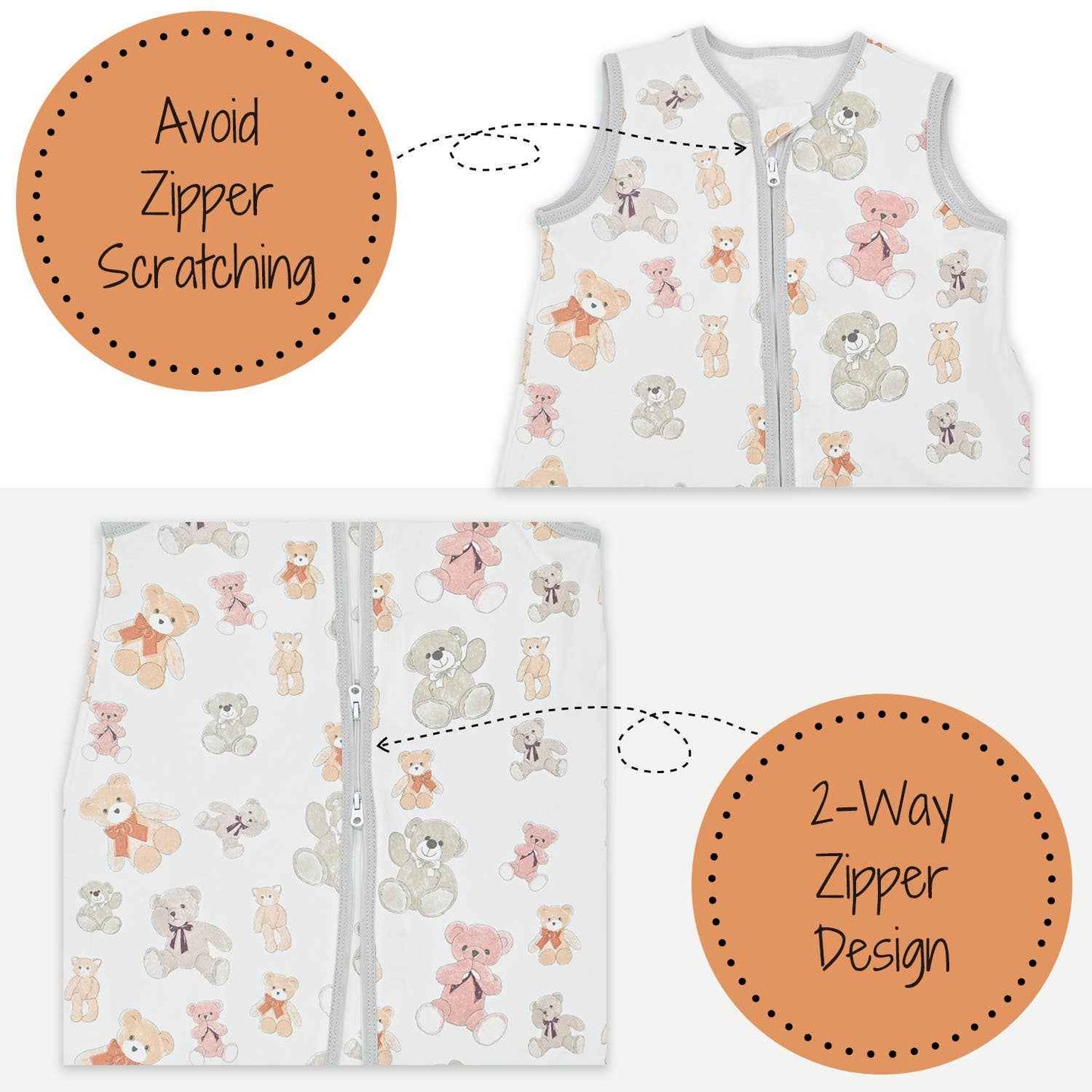 LollyBanks - Bear Hugs Baby Sleep Sack, 100% Organic Cotton