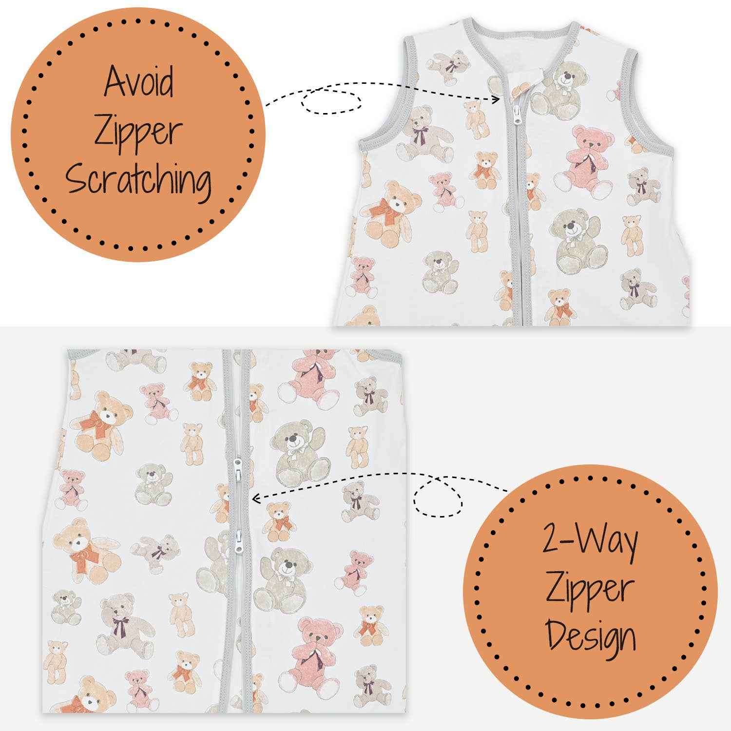 LollyBanks - Bear Hugs Baby Sleep Sack, 100% Organic Cotton