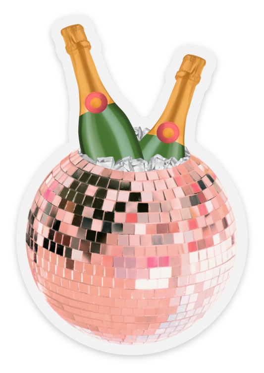 Clear Disco Ball Champagne Bottles Sticker