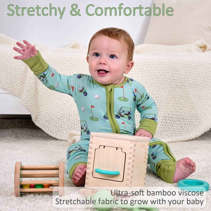 LollyBanks - Bamboo Baby Convertible Zipper Pajamas - Golf Cart