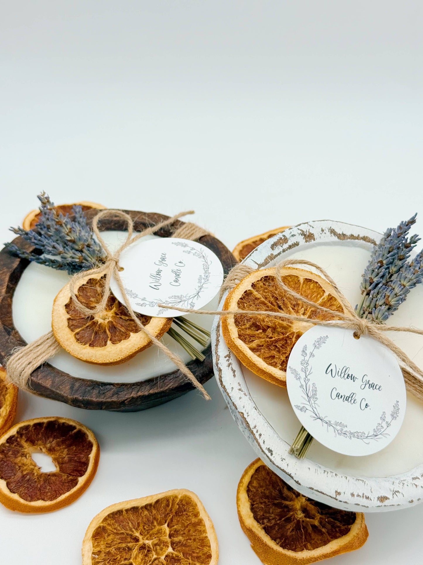 Summer Citrus Mini Round Dough Candle: Natural Stain