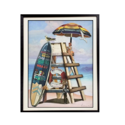 3D Collage Art | Lifeguard Tower (36"x29")
