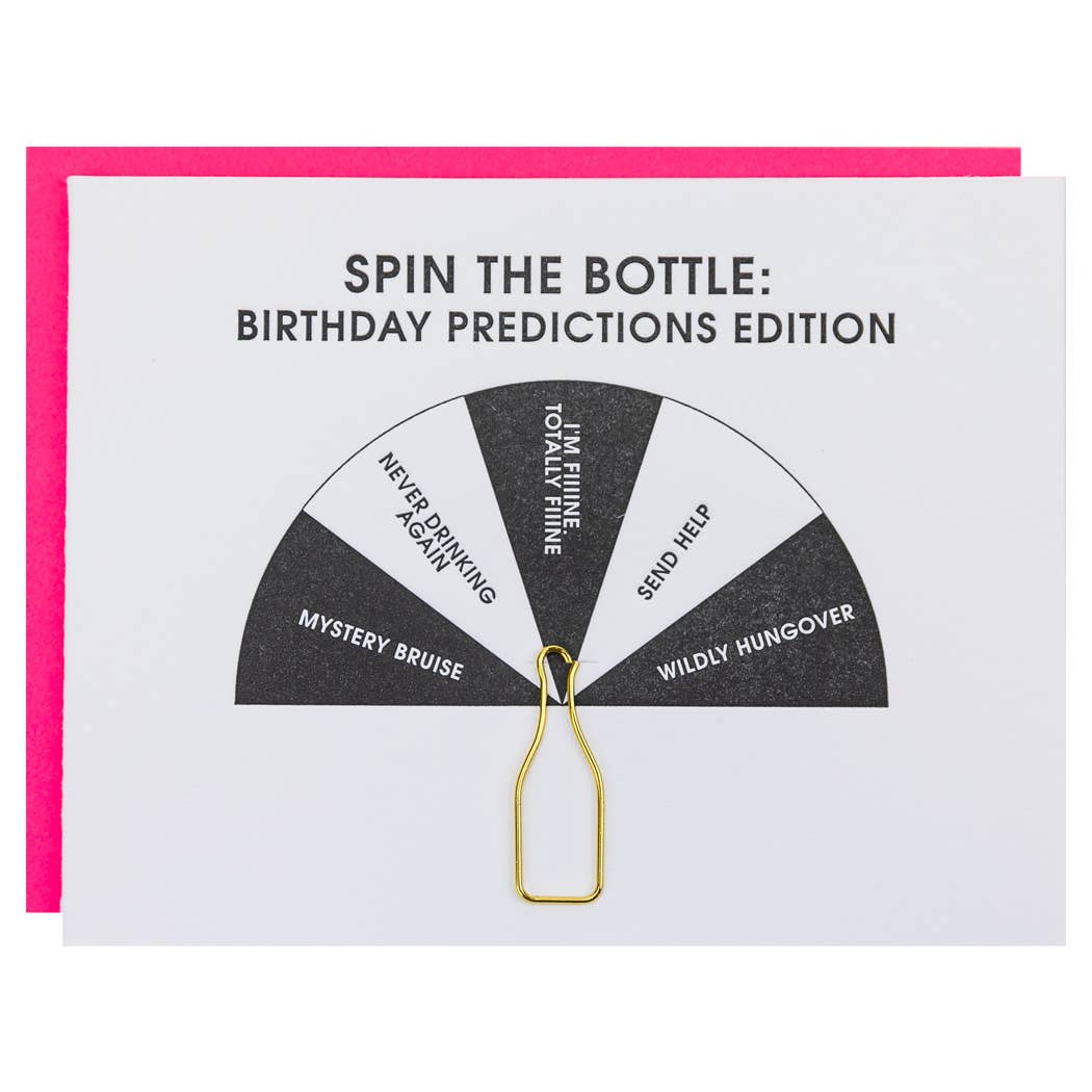 Predicciones de cumpleaños de la botella - Tarjeta con clip de papel para botella