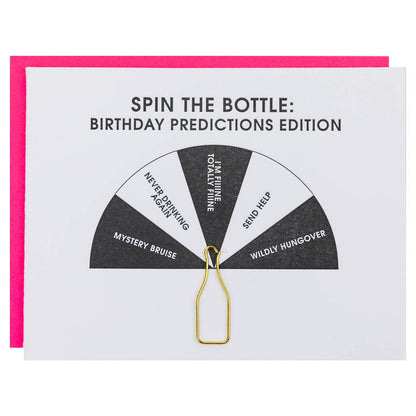 Predicciones de cumpleaños de la botella - Tarjeta con clip de papel para botella