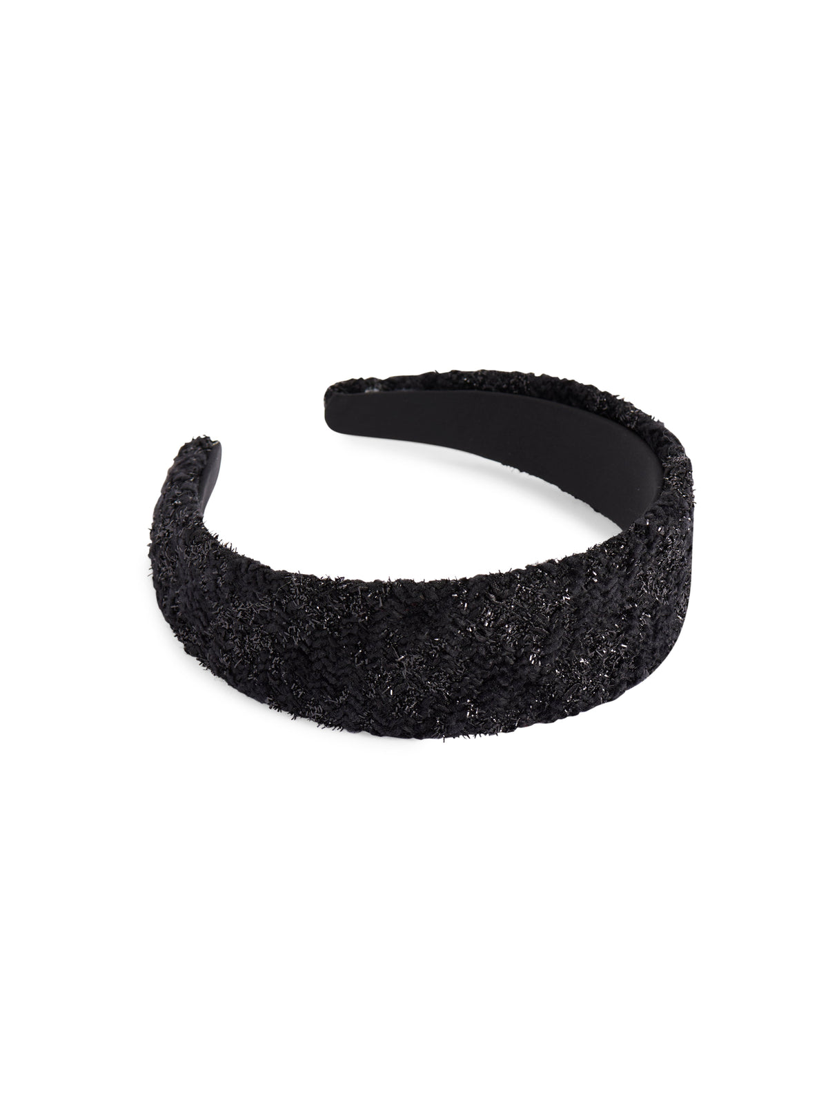 Wide Padded Headband, Black Tweed