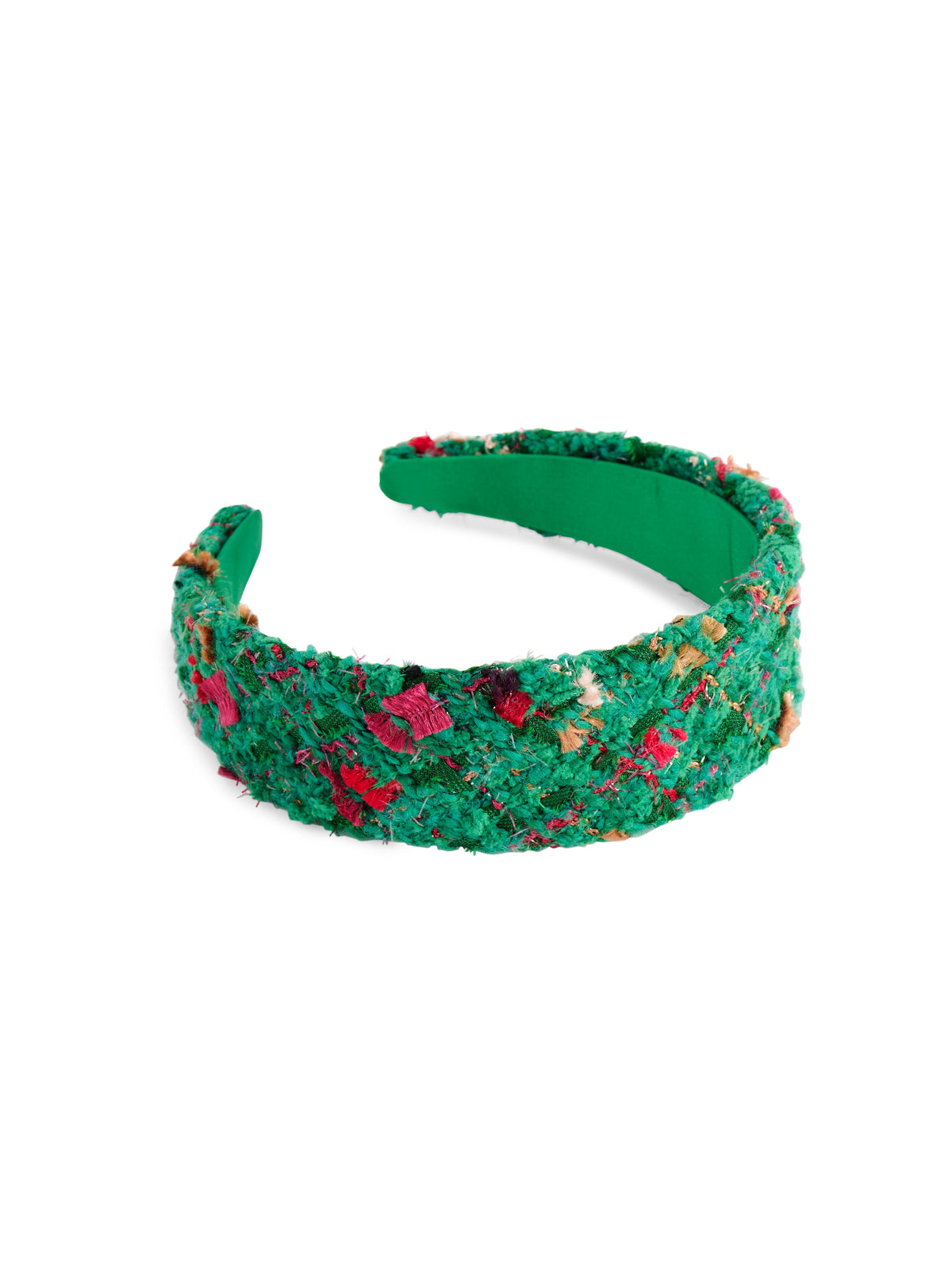 Wide Padded Headband, Green Tweed
