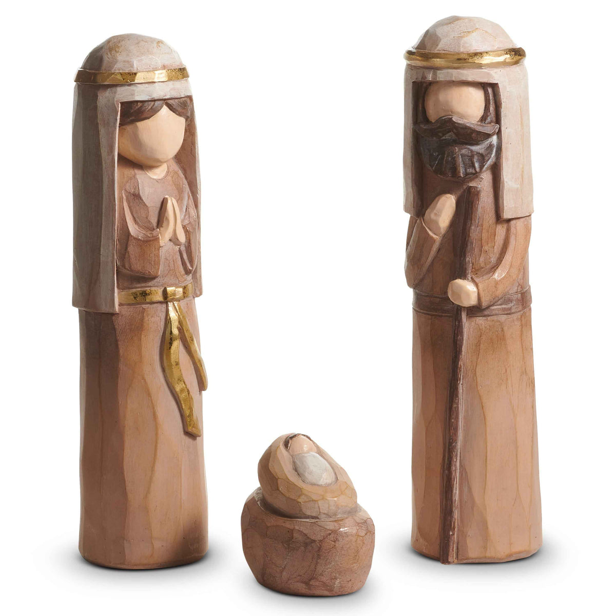 12 Inch Carved Holy Family, Set of 3