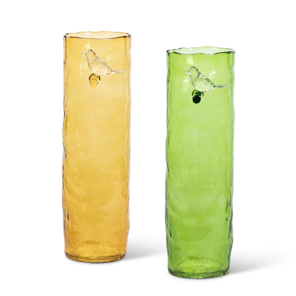 12.6"H Small Glass Bird Vase-Green or Yellow
