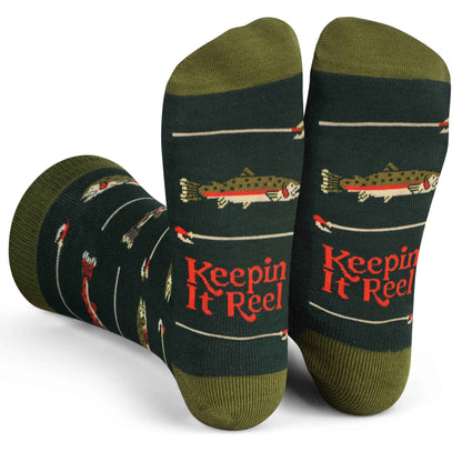 Keepin' It Reel Funny Fishing Socks Gift for Men Accessory