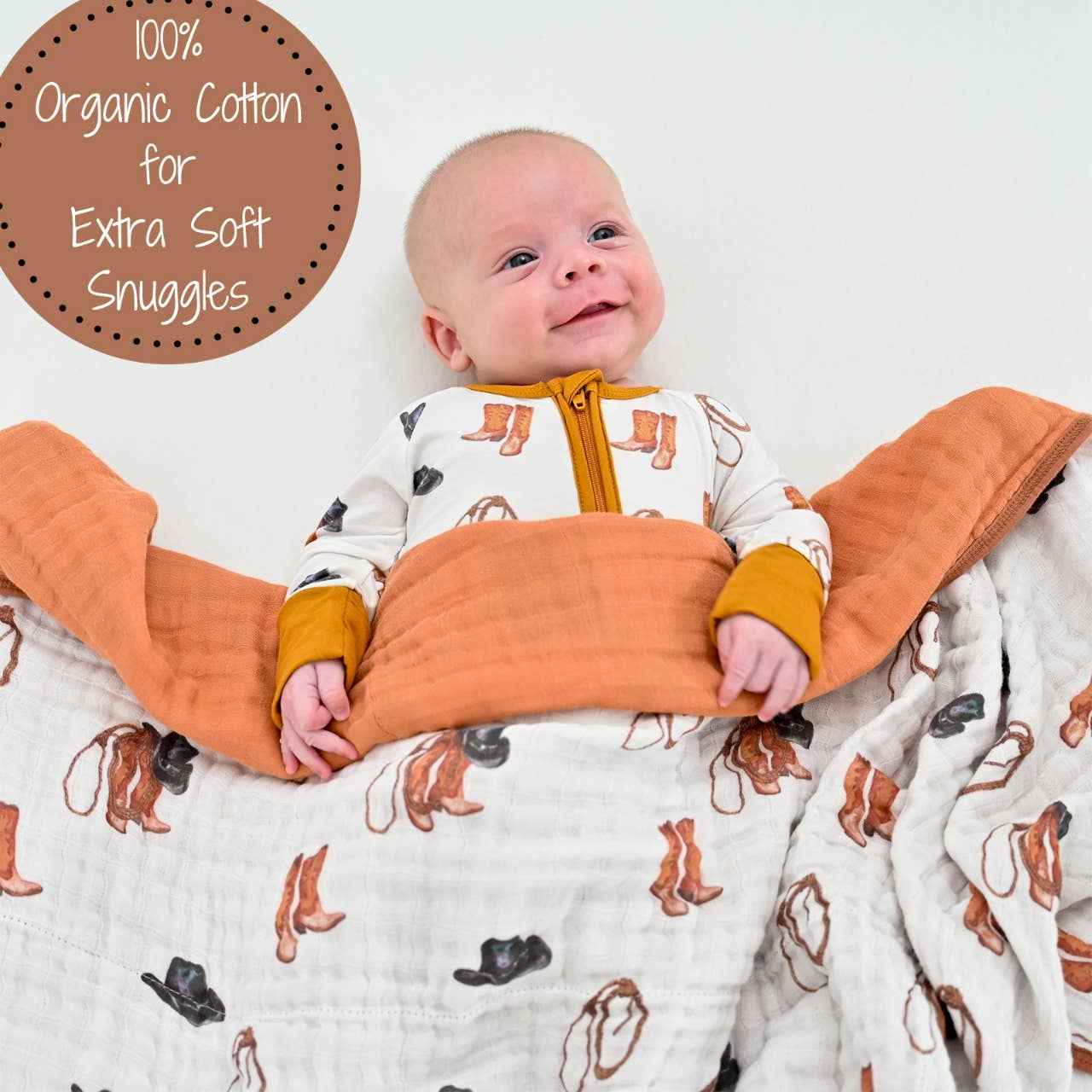 LollyBanks - Life Is Better In Boots Western Baby Toddler Muslin Blanket