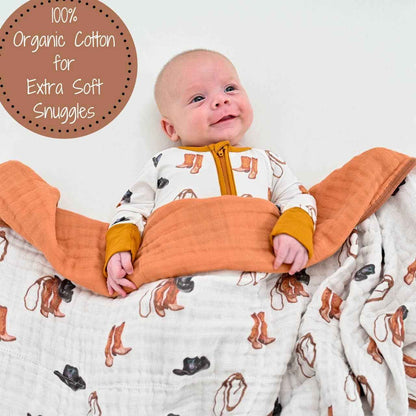 LollyBanks - Life Is Better In Boots Western Baby Toddler Muslin Blanket
