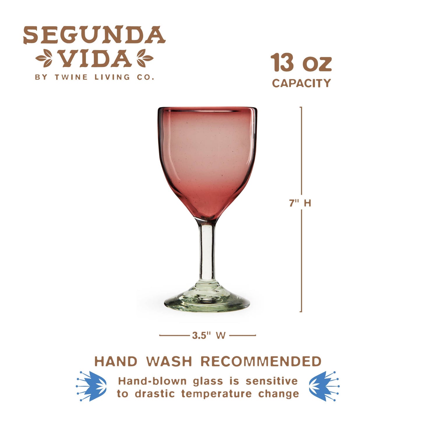 Rosado Recycled Glass Stemmed Wine Glasses Set of 2