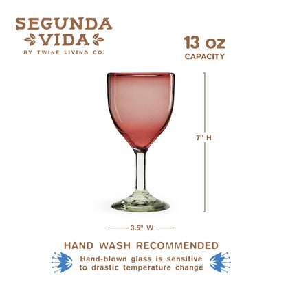 Rosado Recycled Glass Stemmed Wine Glasses Set of 2