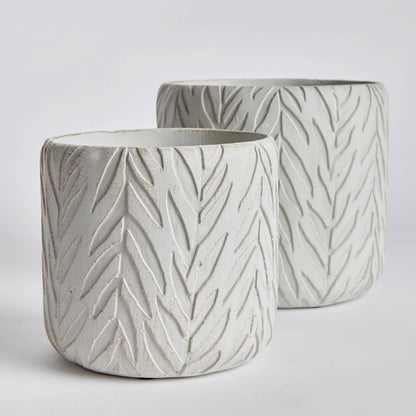Veena Pots Set Of 2, White