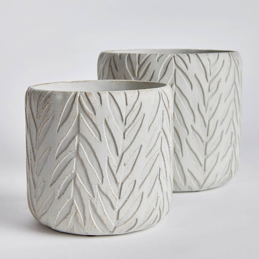 Veena Pots Set Of 2, White