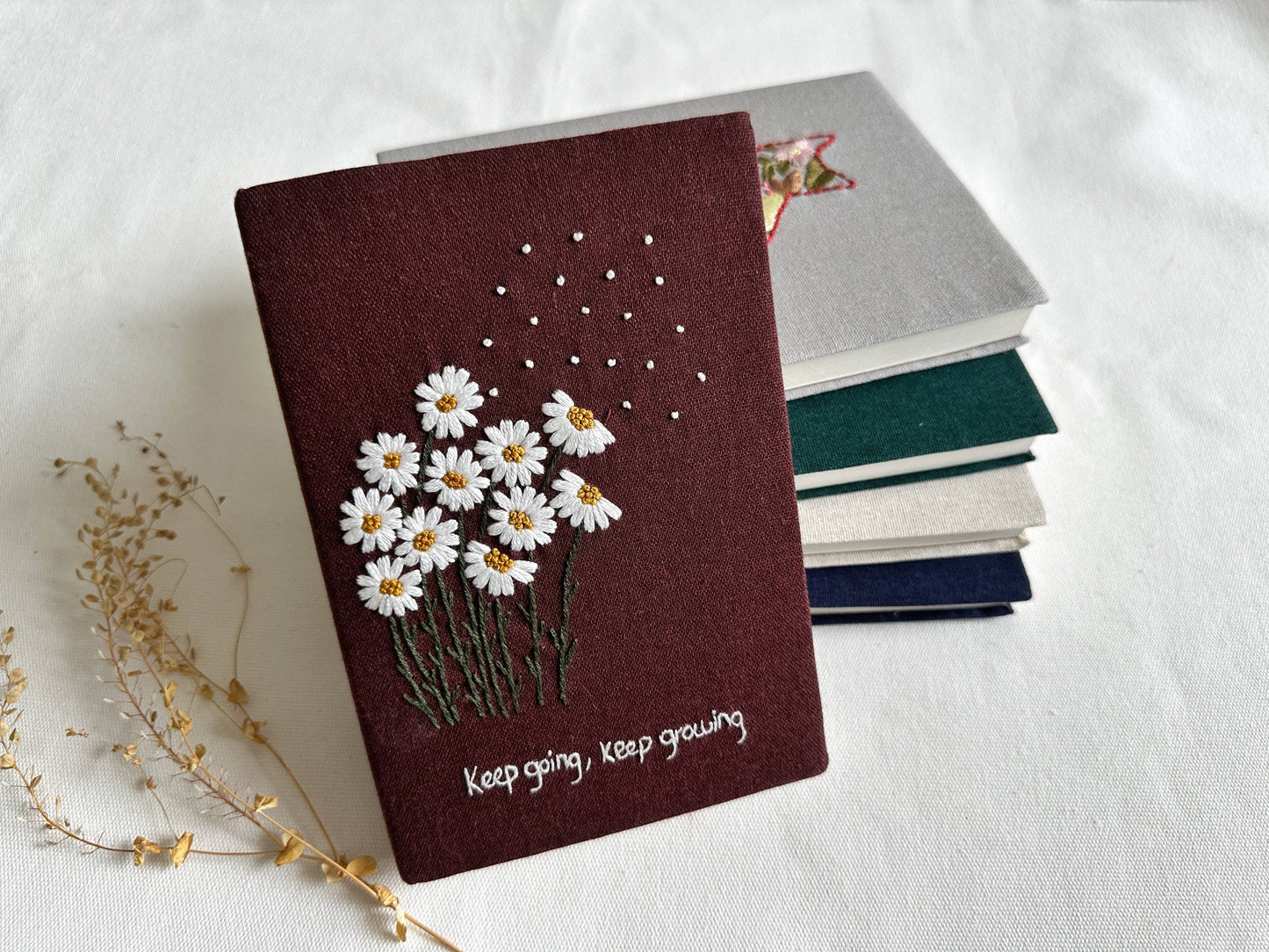 Handmade Journal with Cute Embroidery & Inspirational Quote, Collection Rory