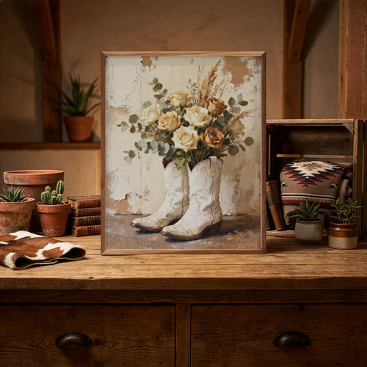 Wild White Roses In Boots