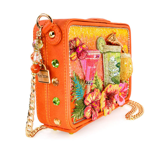 Mary Frances Accessories - Relax and Rewind Beaded Flower and Cocktails Handbag