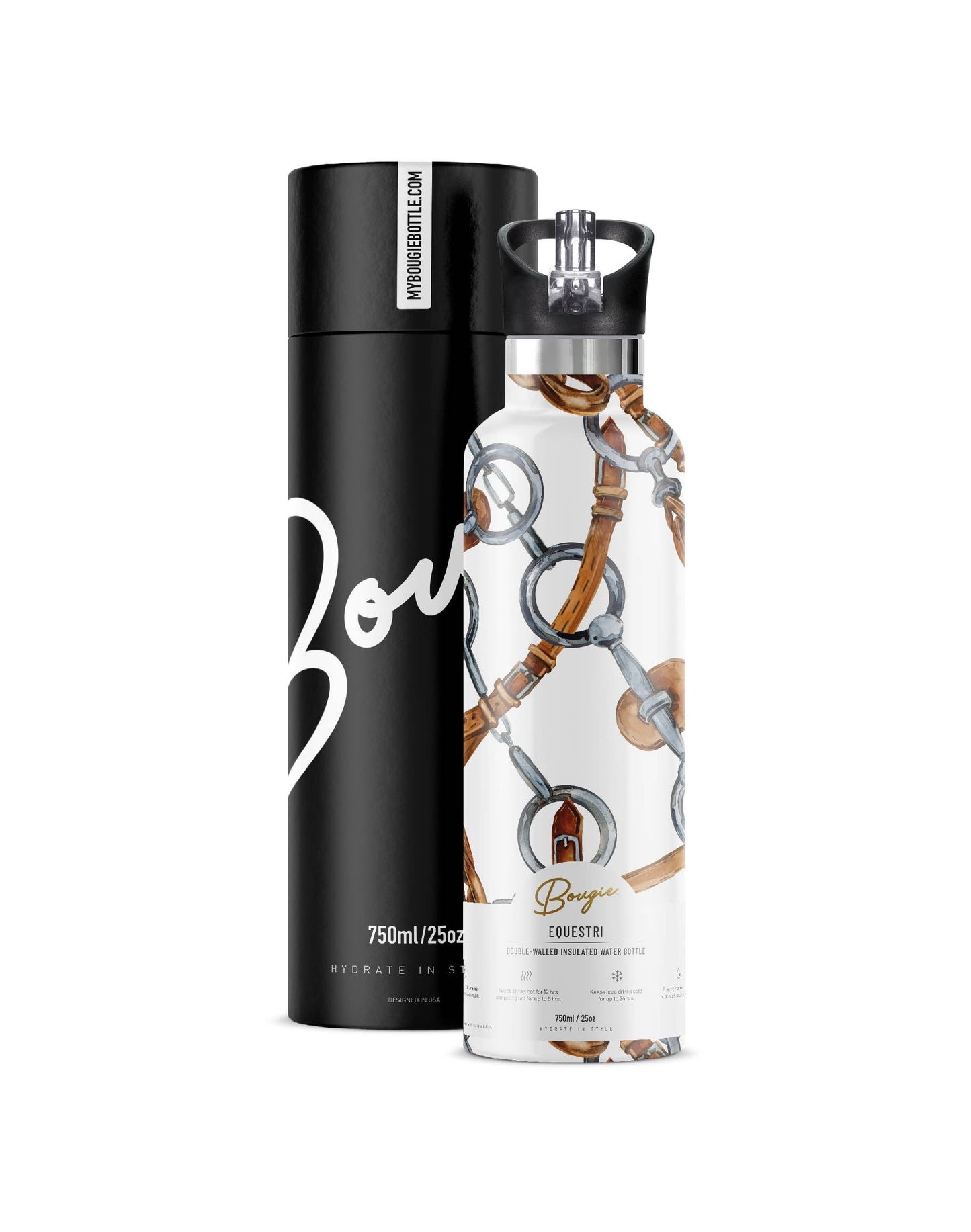 Equestri | Horse Tack Scarf Insulated Water Bottle 25oz