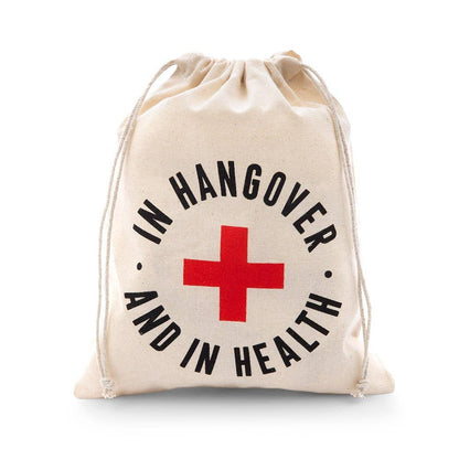 Weddingstar Inc. - Hangover and In Health White Cotton Drawstring Gift Bag