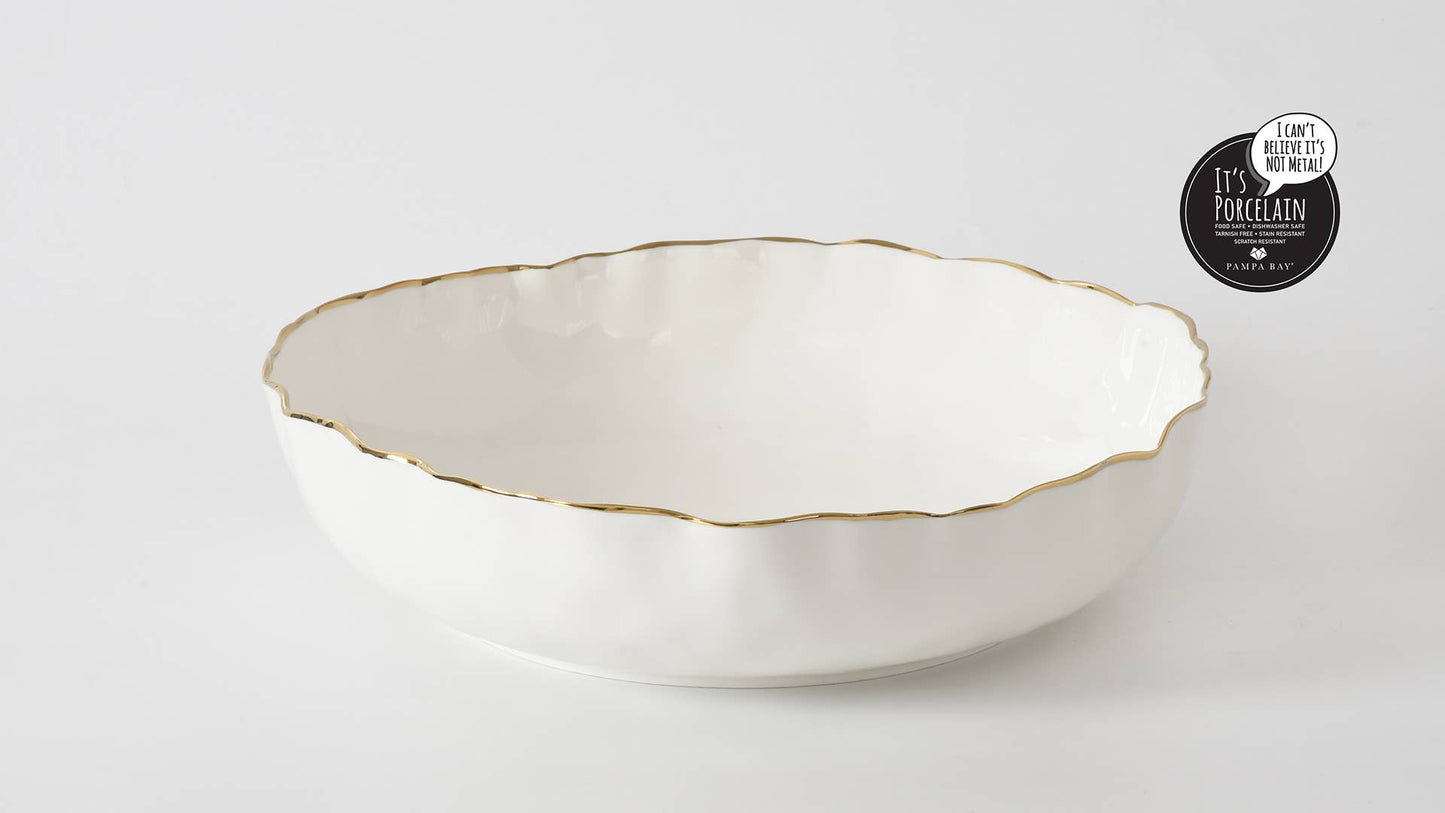 Ex Lg Shallow Bowl Gold Trim
