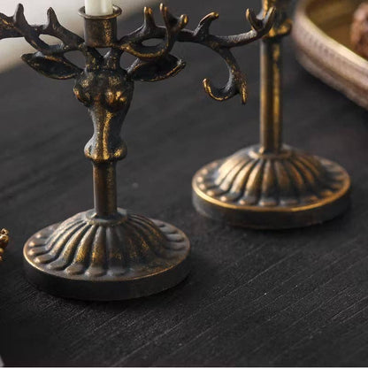 Vagabond Vintage - Antique-Style Deer Antler Candle Holder