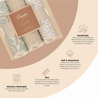 Crane Baby - Cove 3-pc. Baby Burp Cloth Set (Beach Life)