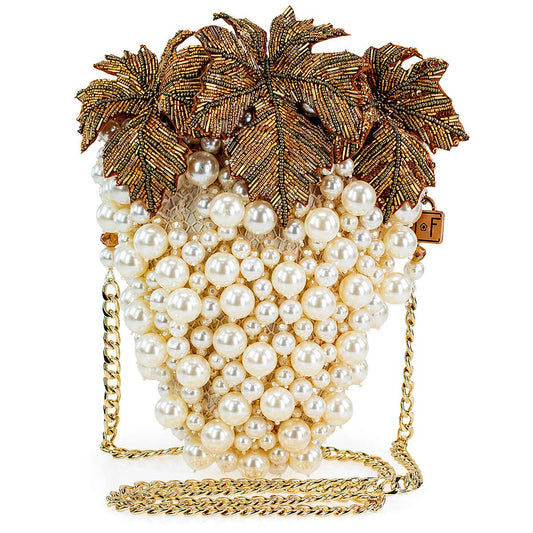 Grapes Galore Beaded and Pearl Cluster of Grapes Handbag