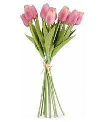 Ramo de 12 mini tulipanes color malva de 33 cm (13 pulgadas) con tacto natural.