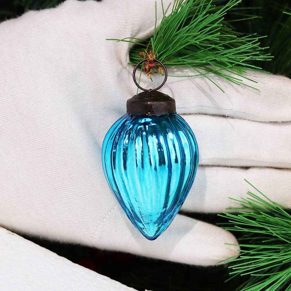 60 Turquoise Glass Pinecone Christmas Ornaments for New Year