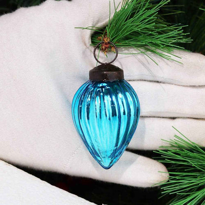 60 Turquoise Glass Pinecone Christmas Ornaments for New Year
