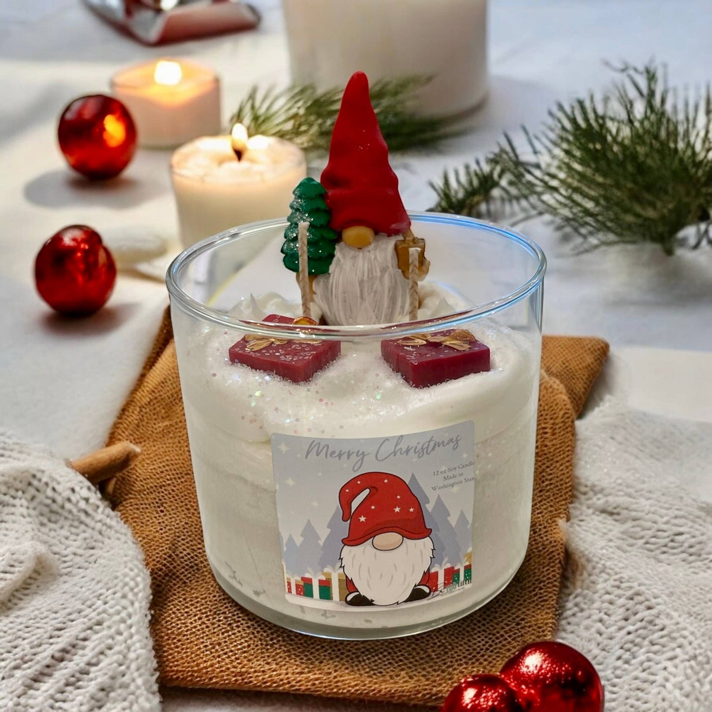 Merry Christmas Dessert Candle