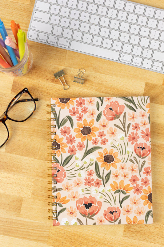 Elyse Breanne Design - Sunny Poppies 7x9 Hardcover Spiral Notebook