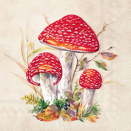 Paper Cocktail Napkins Pack of 20 Toad Mushroomfall