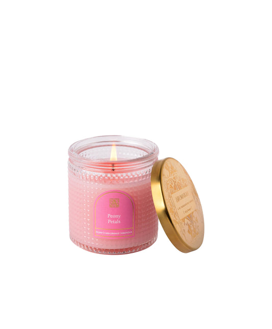 Peony Petals- Elegant Essentials- Textured Glass Candle 6 EA