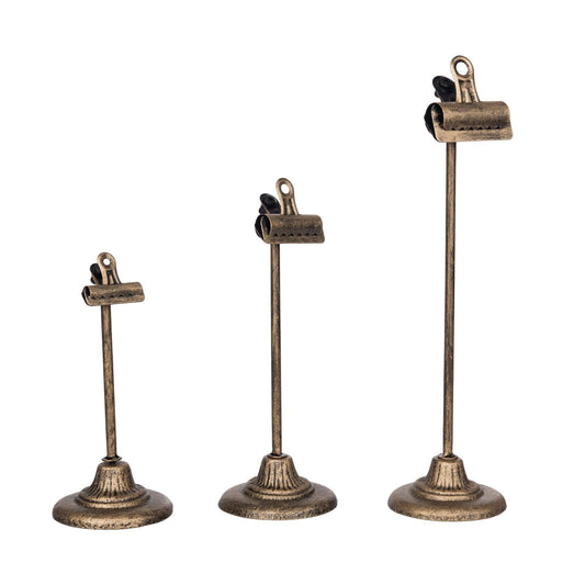 Rustic Iron Clip Stands {Set of 3} Gold Decorative Sculptures