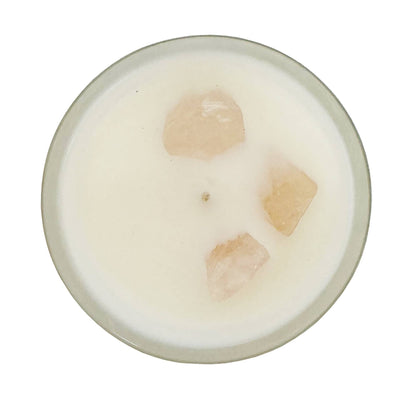 Vela de Cuarzo Rosa y Piedra de Lirio