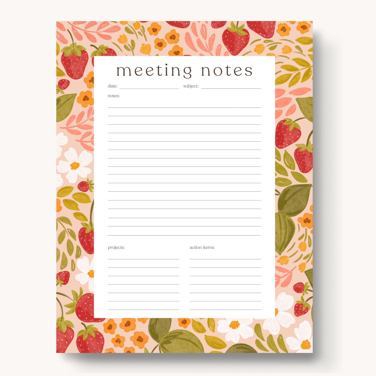 Meeting Notes Notepad Strawberry Patch Meeting Notes Notepad – The Olive Branch Boutique