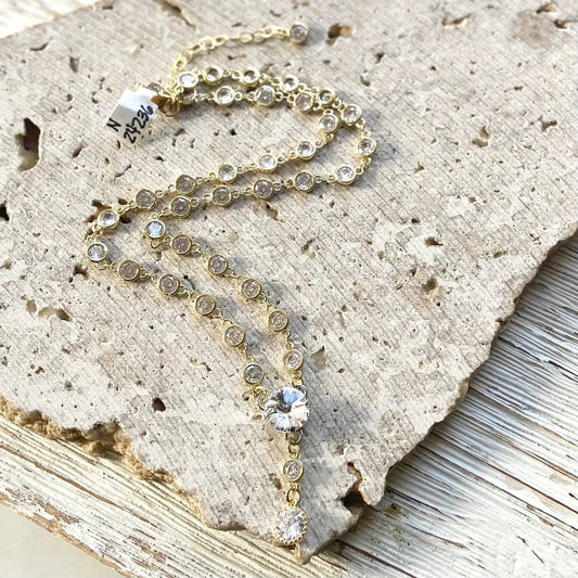 Gold cz chain crystal connector