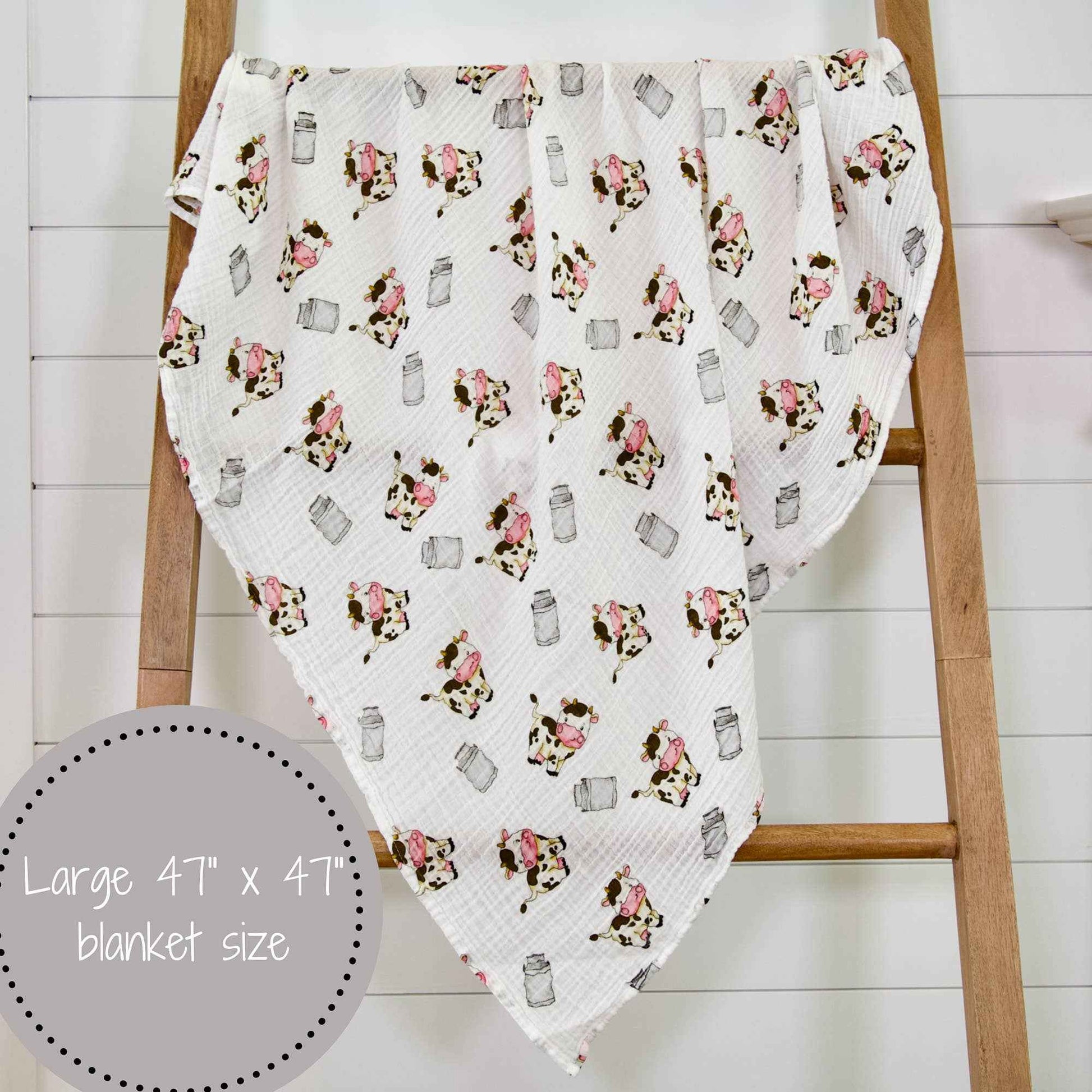 LollyBanks - The Cow Goes MOO Baby Muslin Swaddle Blanket