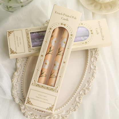 Velas Meta - Vela navideña sin humo de tallo largo con estampado floral de 25 cm