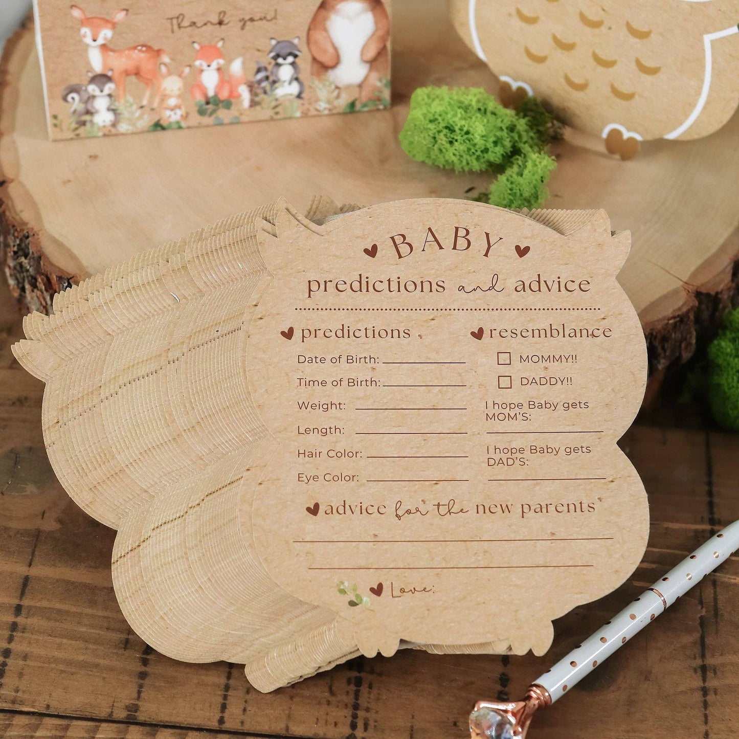 Woodland Baby Shower Advice Card Set