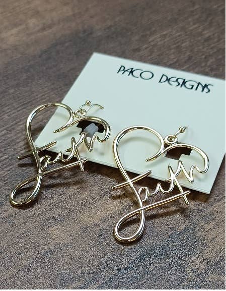 Faith in Love Heart Earrings- Gold