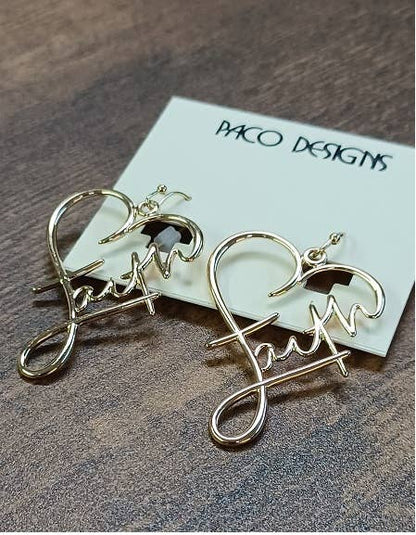 Faith in Love Heart Earrings- Gold