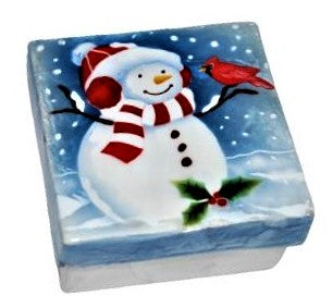 Muñeco de nieve con cardenal Capiz Box